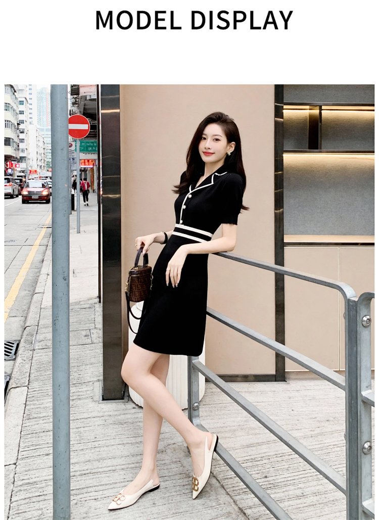 Summer Ice Silk Knitted French Dress | Loongbuymall