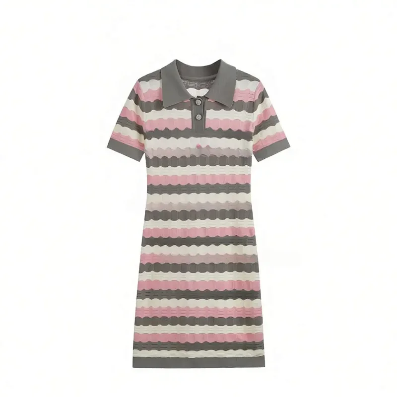 Summer new socialite small fragrant style striped French knitted dress | Loongbuymall