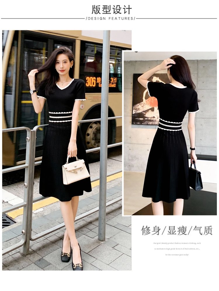 Summer new French Hepburn style small black dress | Loongbuymall