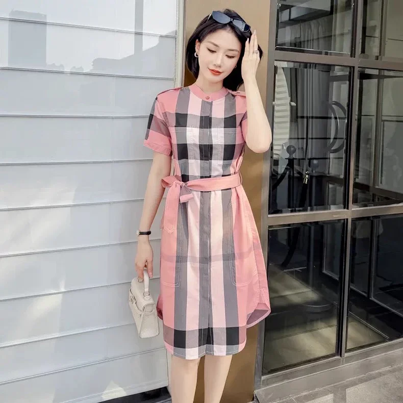 Burberry  British style casual mid length shirt skirt with floral patterns | Loongbuymall