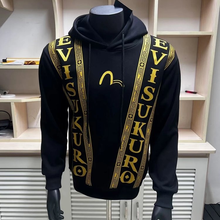 EVISU Black Gold Hooded Heavyweight Hoodie