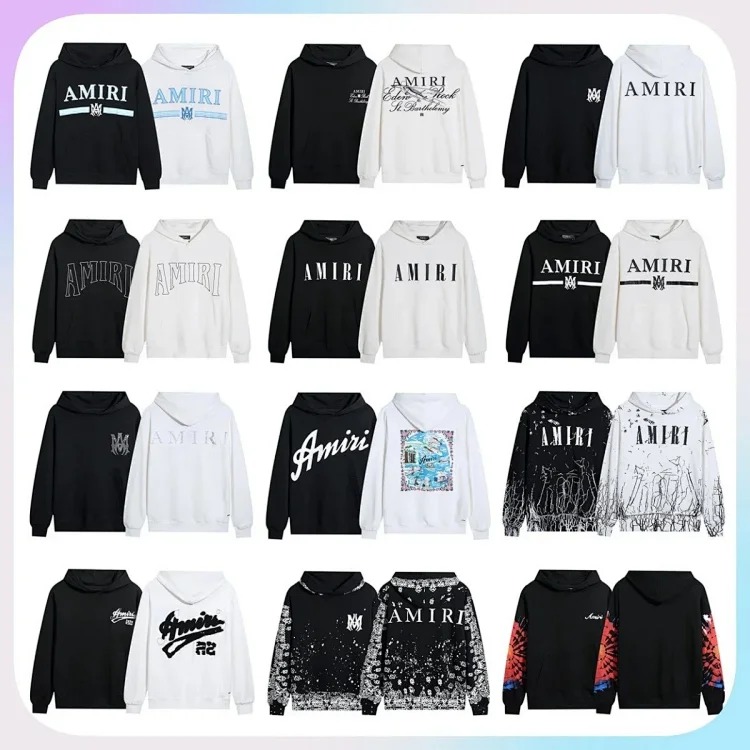 AM sweatshirt IRI cracked letter logo splashed ink and paint graffiti hoodie couple jacket sweatshirt for men and women