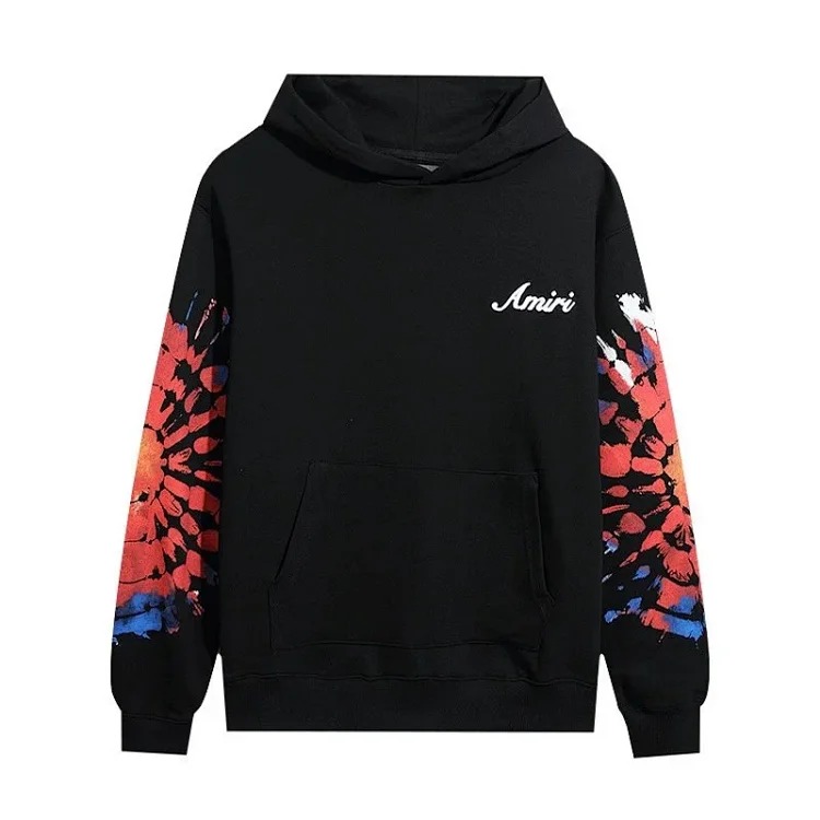 AM sweatshirt IRI cracked letter logo splashed ink and paint graffiti hoodie couple jacket sweatshirt for men and women