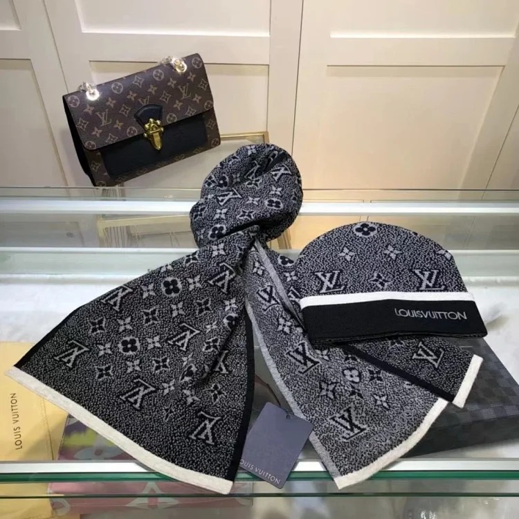 Versatile fashion trendy scarf and hat two-piece set ( )