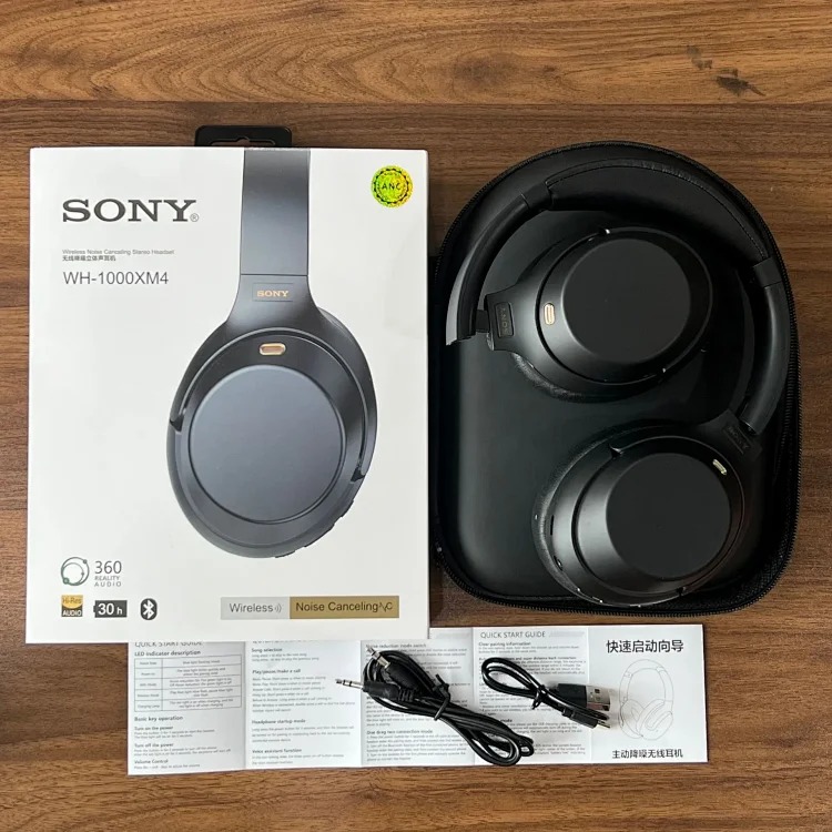 New active noise reduction XM4ANC head-mounted wireless Bluetooth headset with leather bag, call noise reduction headset with logo