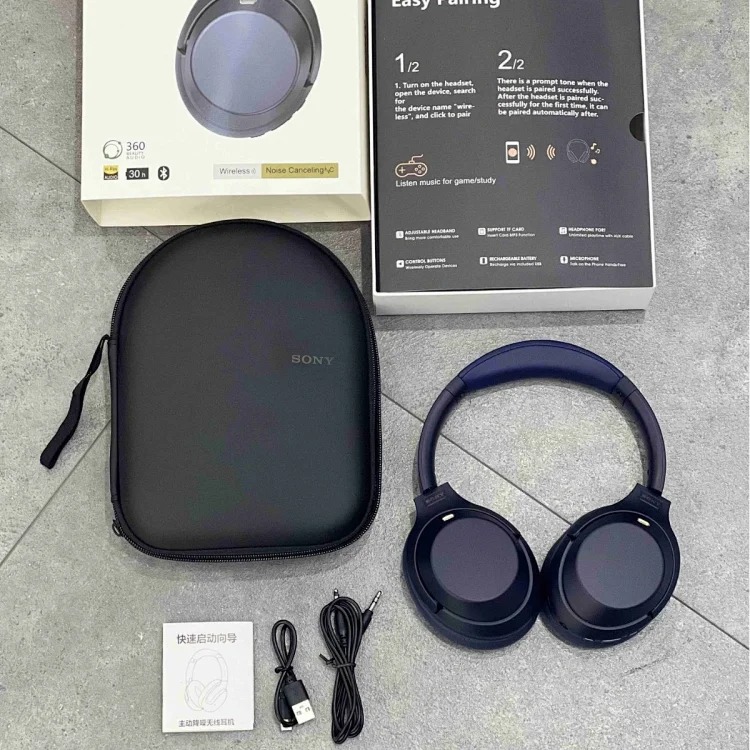New active noise reduction XM4ANC head-mounted wireless Bluetooth headset with leather bag, call noise reduction headset with logo