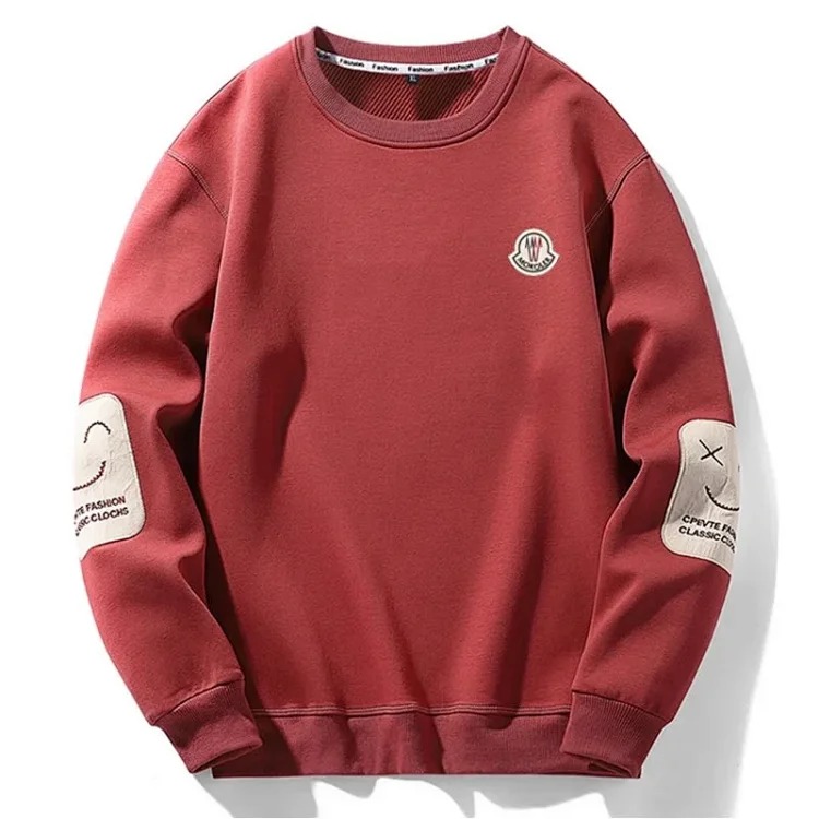 Autumn and winter new European and American original M Mengjia LOGO men's and women's round neck fashionable velvet thickened Chinese cotton long-sleeved sweatshirt