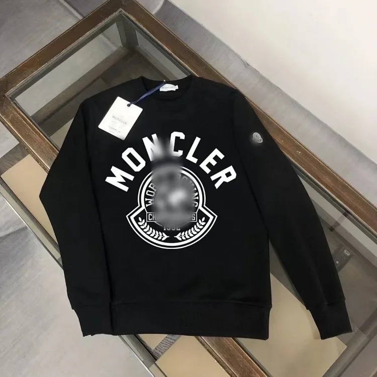 Autumn and winter new European and American original M Mengjia LOGO men's and women's round neck fashionable velvet thickened Chinese cotton long-sleeved sweatshirt