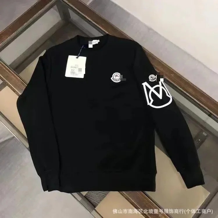 Autumn and winter new European and American original M Mengjia LOGO men's and women's round neck fashionable velvet thickened Chinese cotton long-sleeved sweatshirt