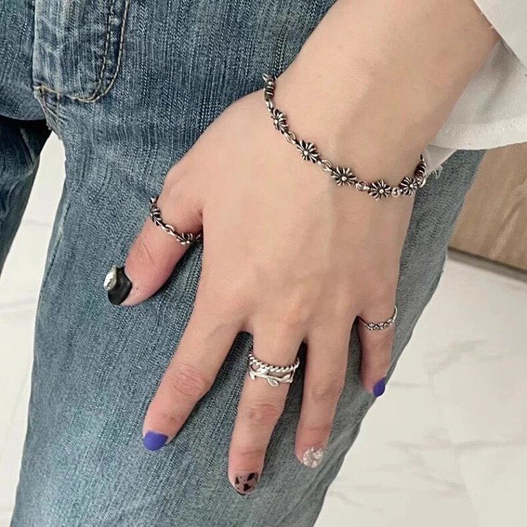 Chrome Hearts Crossing Silver Bracelet, Men's Kroos Heart Cross Bracelet, Hip Hop Exquisite