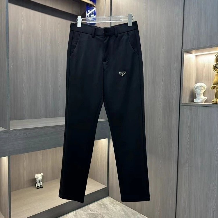 Prada trousers men's business trousers casual straight tube milk silk front label light luxury trousers men