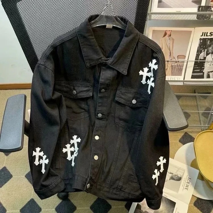 Crow Heart Light Luxury Denim Jacket Spring and Autumn Jacket Men's and Women's Fashionable Jacket