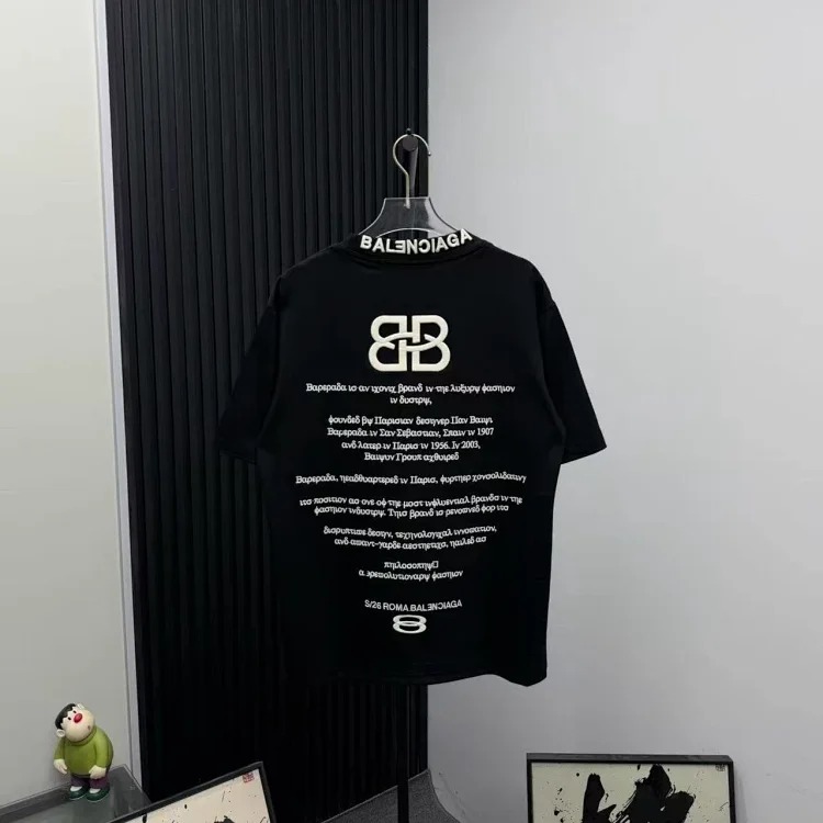 Balenciaga light luxury embroidered short-sleeved T-shirt for men and women, half-sleeved tops