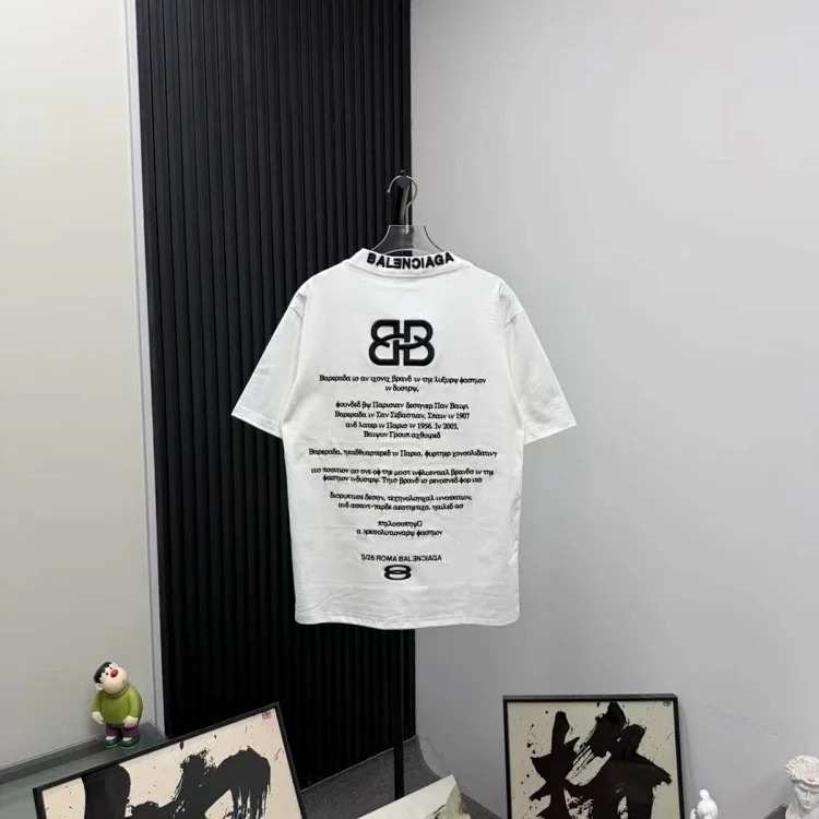 Balenciaga light luxury embroidered short-sleeved T-shirt for men and women, half-sleeved tops