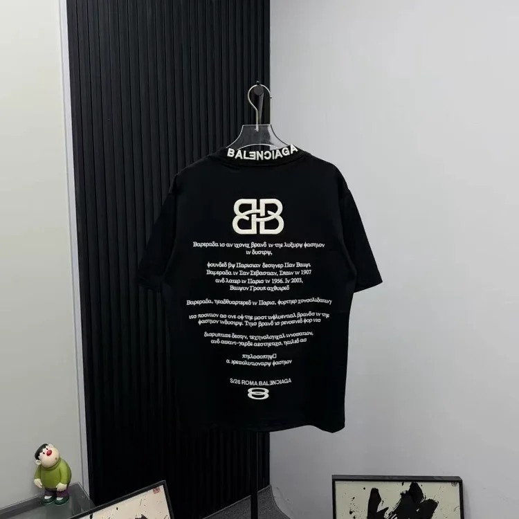 Balenciaga light luxury embroidered short-sleeved T-shirt for men and women, half-sleeved tops