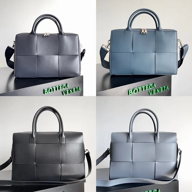 Bottega Veneta large plaid woven men's briefcase