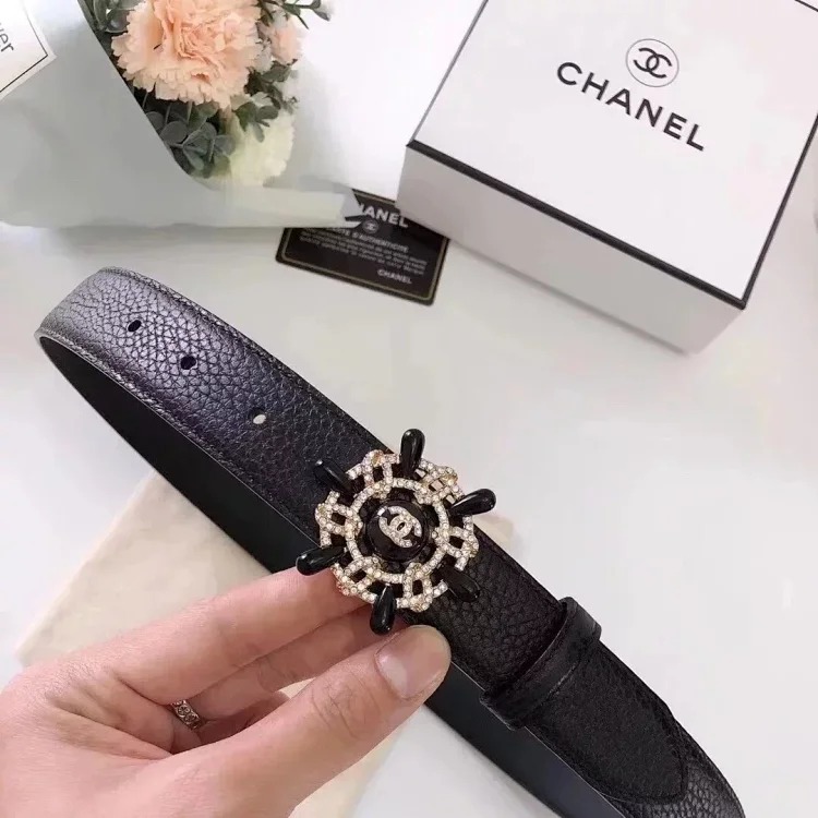 Original counter version comes with packaging leather diamond buckle belt, full leather belt, women's casual versatile trendy trousers belt, men's and women's business casual belt belt, men'