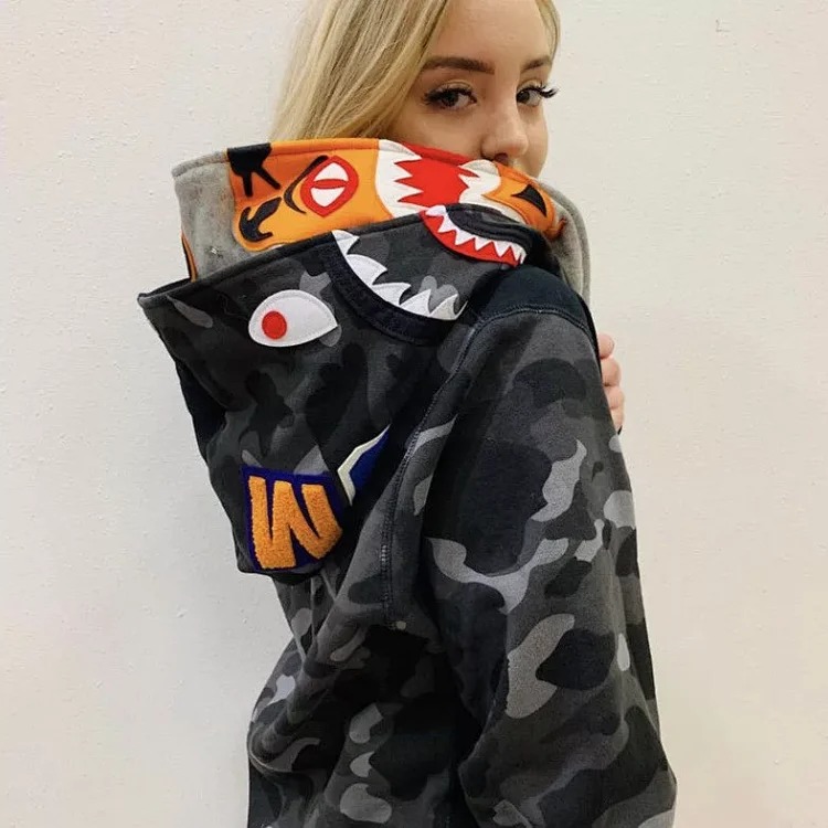 26fw spring, autumn and winter new trendy brand AAPE BAPE half-sleeved spliced ​​black camouflage do