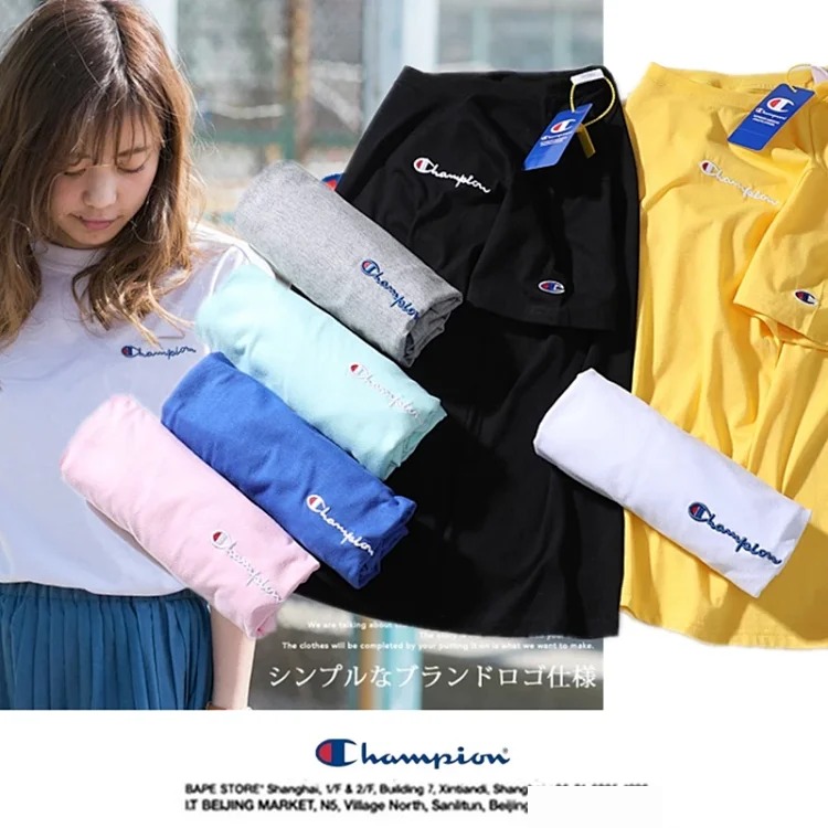 2021ss spring and summer new product champion small label pure cotton round neck short-sleeved t-shi