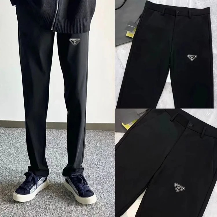 Prada trousers men's business trousers casual straight milk silk front label light luxury trousers f