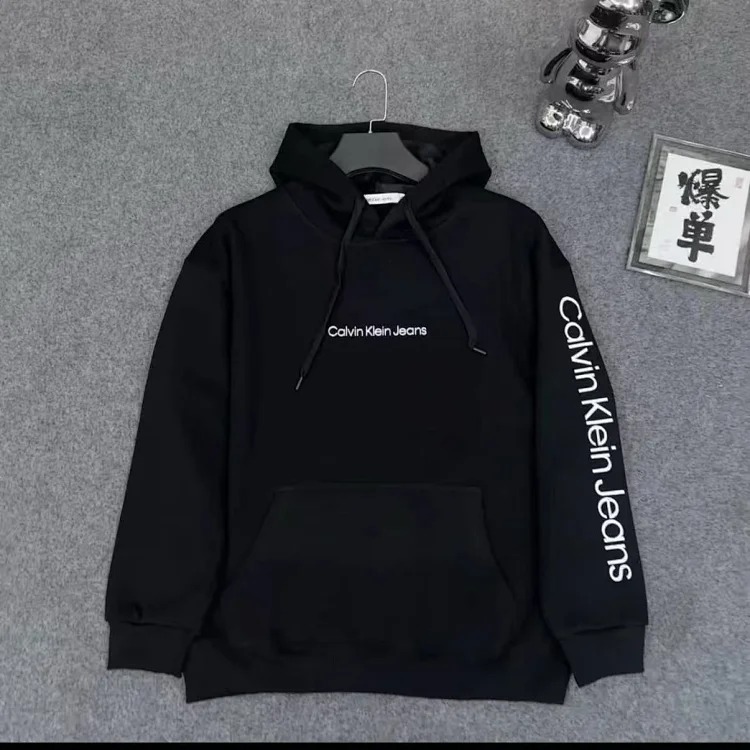 CK velvet thermal sweatshirt for men and women, knitted long-sleeved tops, couple style hooded pullover jacket