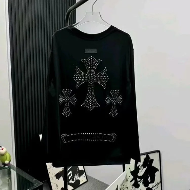 Crow Heart Light Luxury Long Sleeve T-shirt Unisex CH Round Neck Bottoming Long Sleeve Sweatshirt for Men and Women