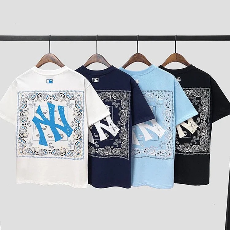 MLB light luxury short-sleeved T-shirt men's round neck half-sleeved tops the same style for men and