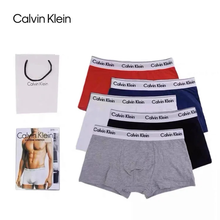 ck underwear men's pure cotton anti-bacterial breathable anti-hip pinch boxer gift three-pack boxer 