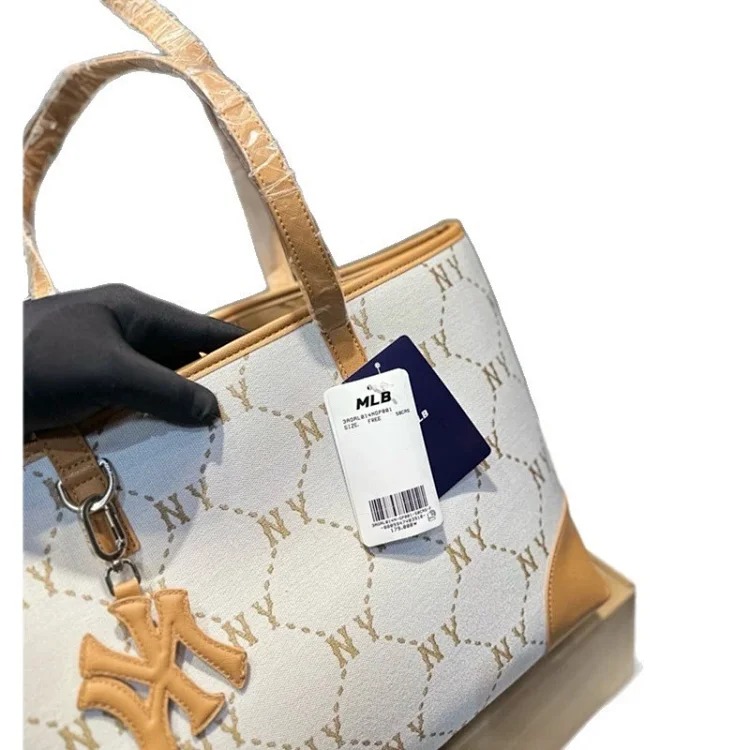 MLB canvas NY light luxury tote bag MLB fashion large-capacity commuter shoulder bag NY retro presbyopic shopping bag handbag
