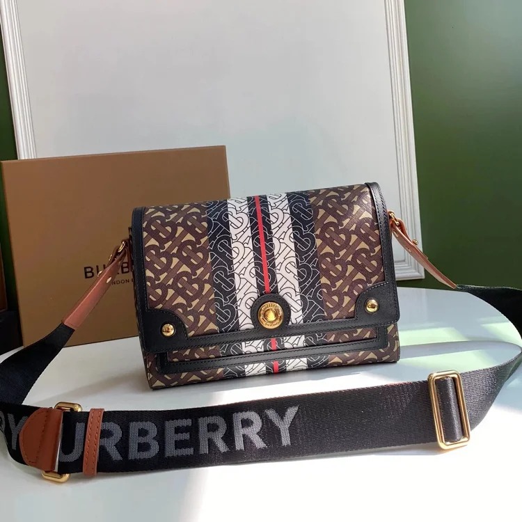 Burberry Crossbody Bag Shoulder Bag for Women Vintage Plaid and Leather Note Crossbody Bag