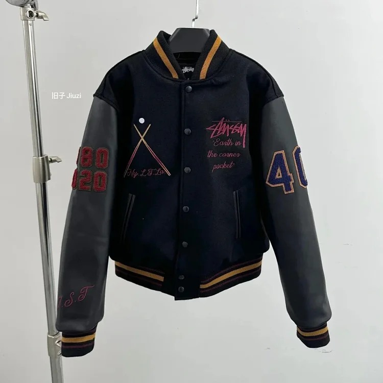 Stussy Stussy 40th Anniversary New York Limited Black Eight Baseball First Layer Cowhide Black Eight Baseball Suit
