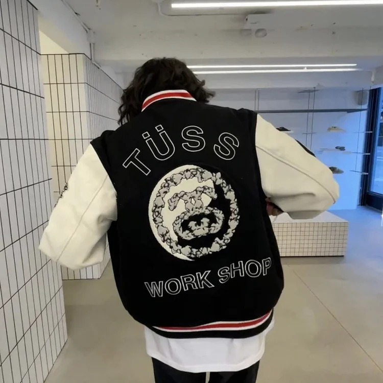 OurLegacy DenimTears three-party joint embroidery thickened baseball jacket Vibe trend