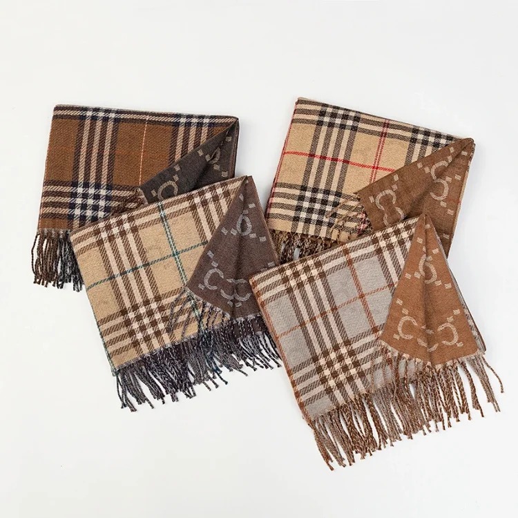 Letter CC jacquard new autumn and winter plaid double-sided warm imitation cashmere