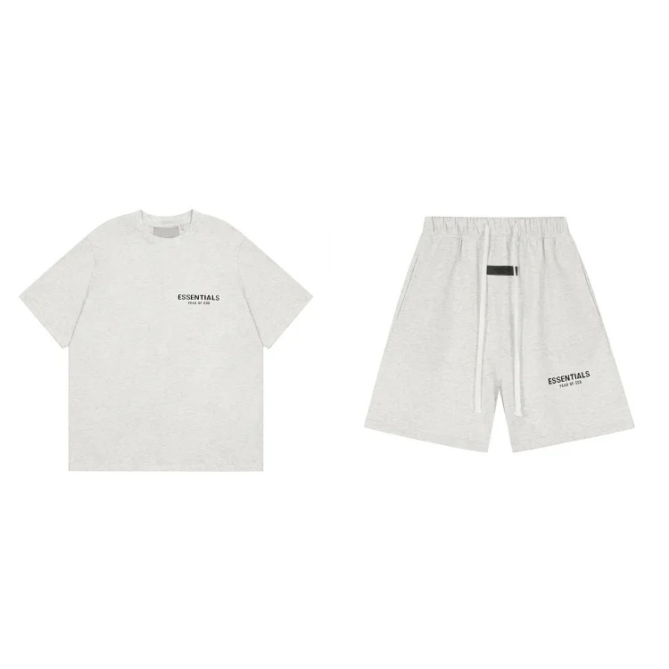 Front and back letter flocking summer trendy casual men's and women's short-sleeved shorts suit
