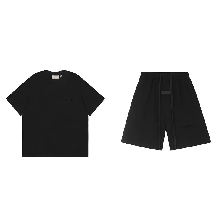 Front and back letter flocking summer trendy casual men's and women's short-sleeved shorts suit