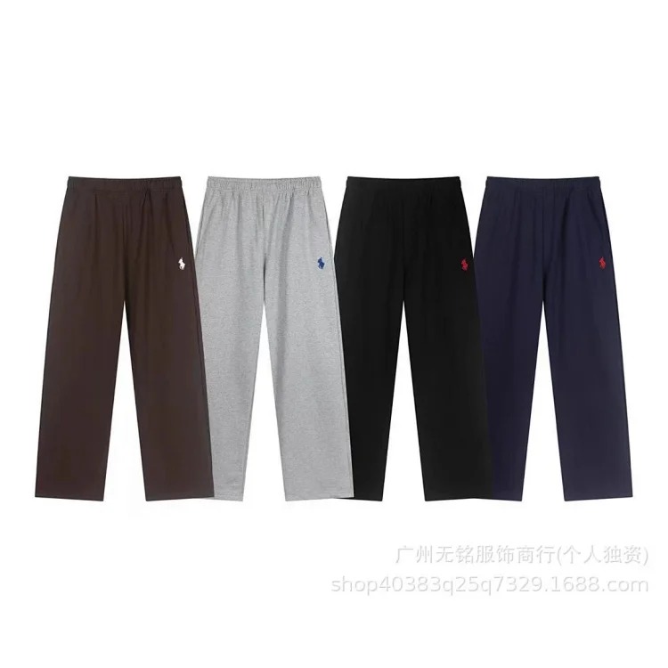 RL Pony Embroidered Tie Elastic Waist Casual Men's and Women's Heavyweight Straight Sweatpants