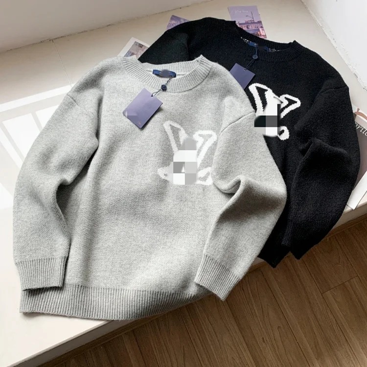 Round neck loose sweater sweater pullover jacquard letters same style for men and women