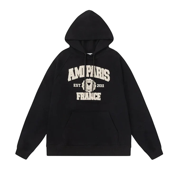 Letter love foam printed hooded sweatshirt for men and women round neck pullover sweatshirt