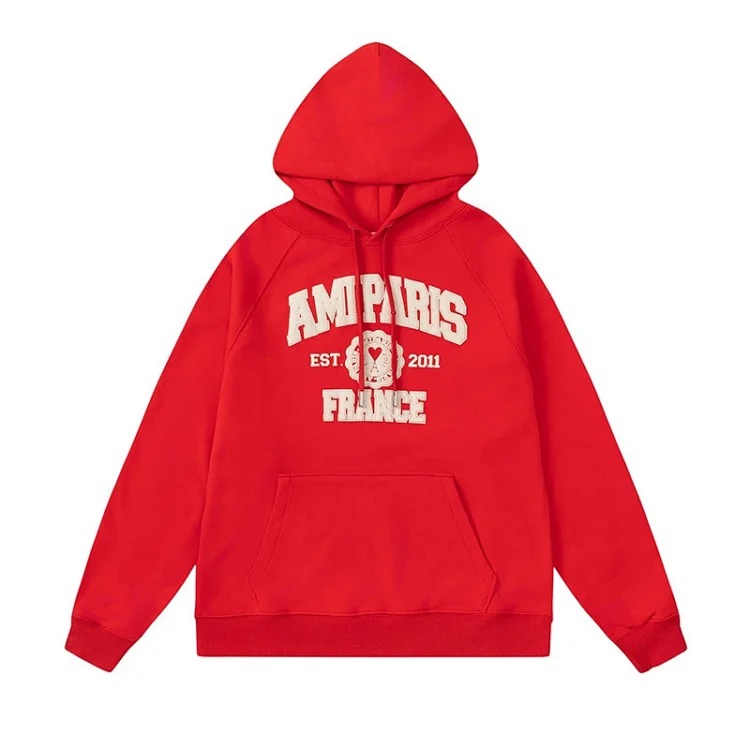 Letter love foam printed hooded sweatshirt for men and women round neck pullover sweatshirt