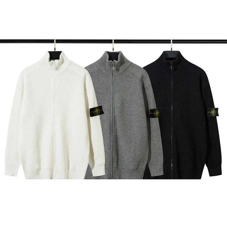 STONE stone European and American functional zipper open chest stand collar knitted autumn and winte