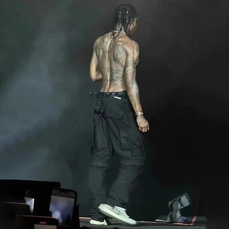 Paris style Travis Scott music festival style cotton multi-pocket overalls