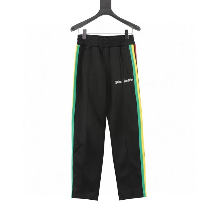 Pa classic rainbow webbing trousers. The fabric is made of custom-dyed polyester pique fabric. The fabric is 280g. To ensure that the color of each pair is the same, the fabric is cut smooth