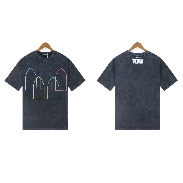 Washed printed loose men's short-sleeved t-shirt American top