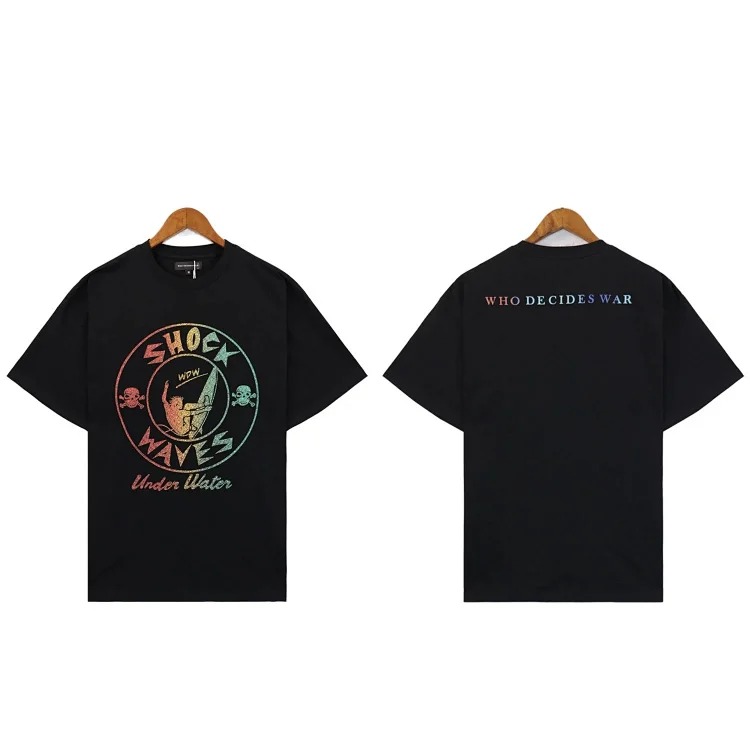 Washed printed loose men's short-sleeved t-shirt American top