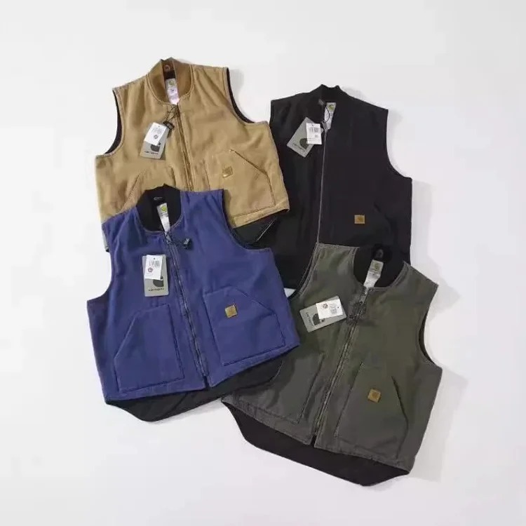 High-quality carh V02 vintage retro washed workwear cotton vest vest couple casual solid color jacke