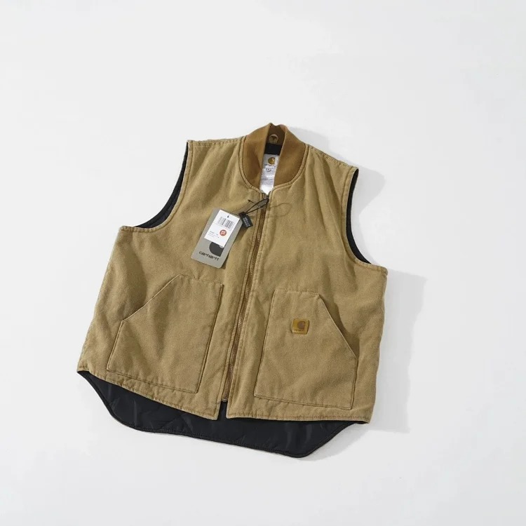High-quality carh V02 vintage retro washed workwear cotton vest vest couple casual solid color jacket