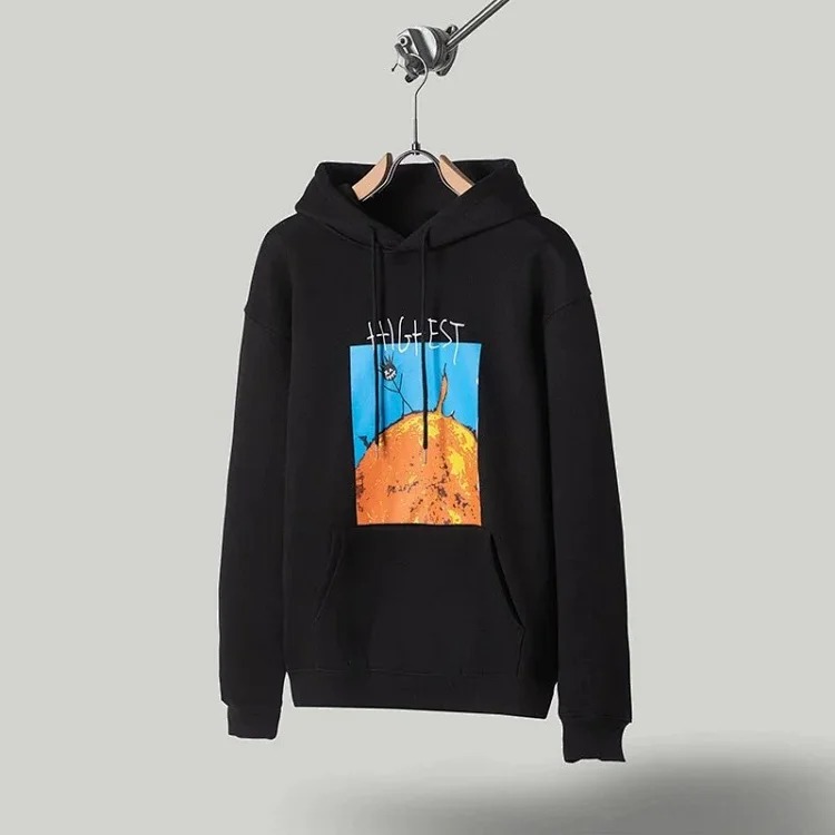 European and American trendy brand Travis Scott Sun Stickman Foamed Velvet Hoodie Sweatshirt Men's and Women's Jacket