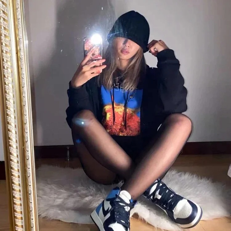European and American trendy brand Travis Scott Sun Stickman Foamed Velvet Hoodie Sweatshirt Men's and Women's Jacket