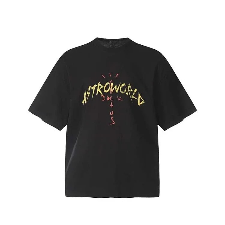 TRAVIS SCOTT CACTUS JACK album peripheral commemorative T-shirt simple letter print round neck short sleeves