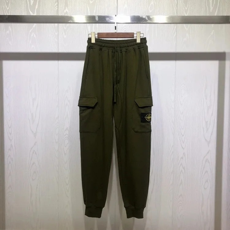 Cross-border Sto*ne Island Stone Island 2024fw men's tapered cotton sweatpants autumn and winter overalls sweatpants black